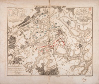 Battle of Waterloo, Map of the Battlefield, Engraved by Jacowick, 1816 by Willem Benjamin Craan